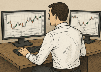 A trader analyzes charts